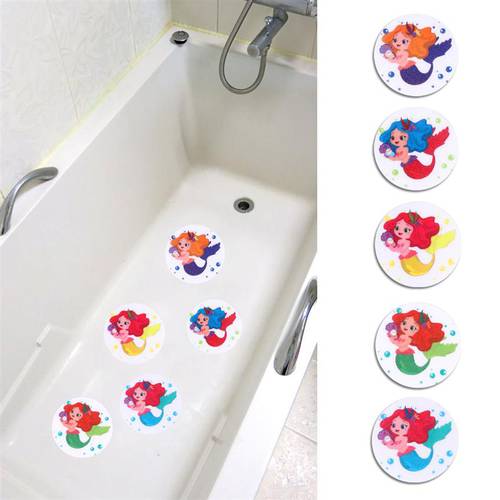 10PCS Bathroom PEVA Anti-Slip Sticker Slip Prevention Stickers Mermaid Design Stickers Flower Shape Stickers Bath Tub Pasters