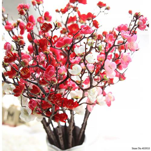 Plum Cherry blossoms Artificial Silk flowers flores Sakura tree branches Home table living room Decor DIY Wedding Decoration