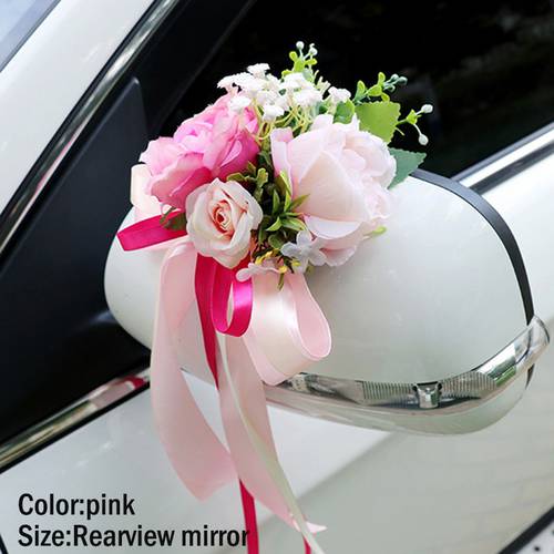 Wedding Car Decoration Flower Door Handles Rearview Mirror Decorate Artificial Flower Church marriage Wedding car flower