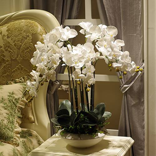 Artificial big size PU real touch hand feeling orchid flower arrangement bonsai flower only no vase luxious flower bouquet