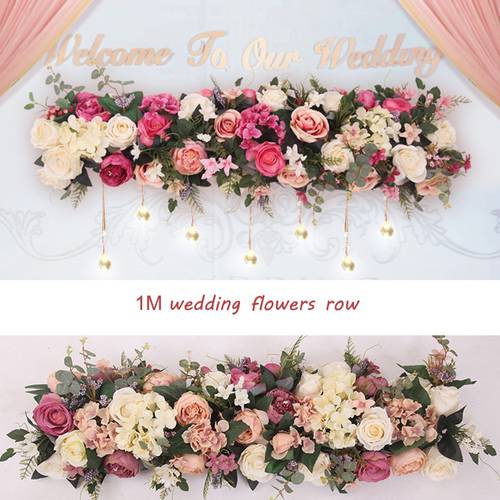 Wedding artificial flowers row for wall arched door home decoration T station road cited fake flower window shop decor christmas