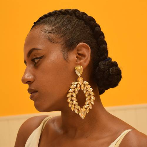 Top luxury 12cm dangle big earring for women Gold quanlity bling bling glass crystal rhinestone wedding jewelry earring