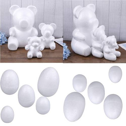 1 Pcs Modelling Polystyrene Styrofoam Foam Bear Egg White Craft Balls For DIY Christmas Party Decoration Supplies Gifts
