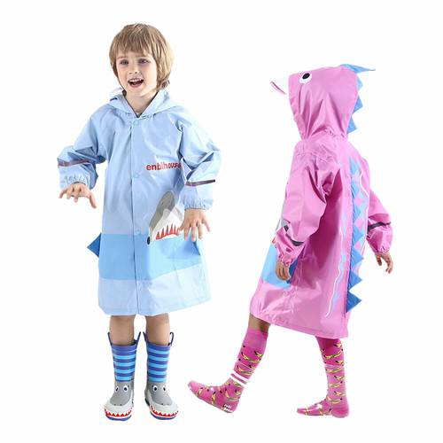 Brand Unisex Coat Kids Boy Girl Raincoat Rain Jacket Lovely Shark Lightweight Rainwear Rain Slicker Capa de chuva de criança