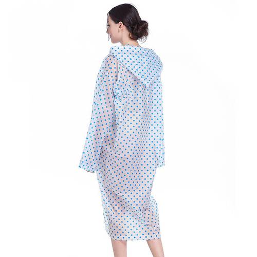 Fashion Women Men Adults Blue dots Environment Transparent Raincoat Camping Hoodie Rainwear Suit one size free shipping
