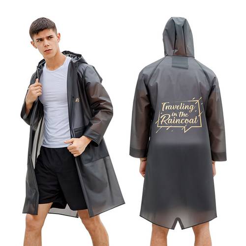 YUDING New design high quality waterproof TPU mens black rain coat jacket fashion women ladies long hooded raincoat five colors