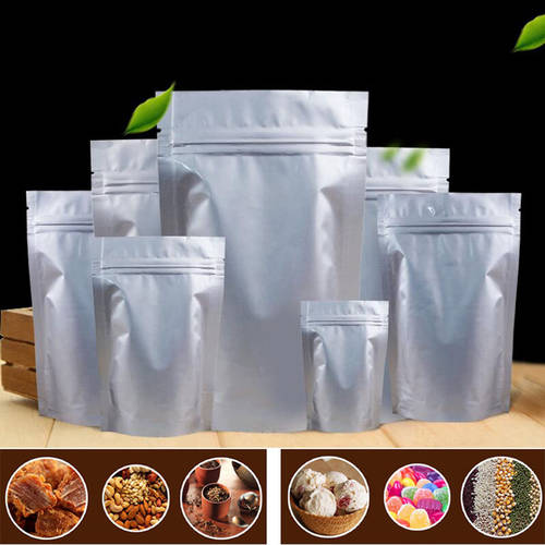 100Pcs/Lot Tea bag White Flat Open Top Aluminum Foil Bag Vacuum Heat Seal Packaging Pouches Food Coffee Tea Mylar Foil Bag