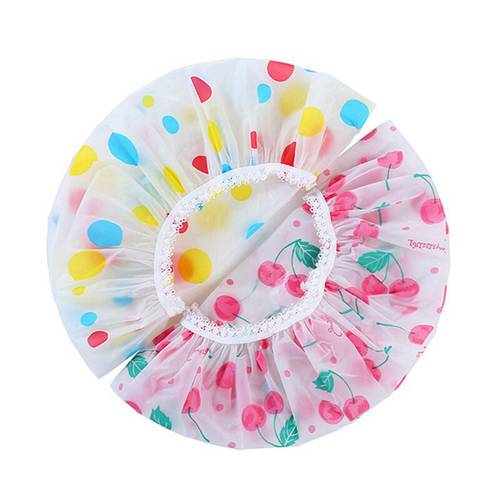 1PC Frosted Printed Waterproof Shower Cap Thicken Elastic Bath Hat Bathing Cap For Women Hair Salon Bathroom Products