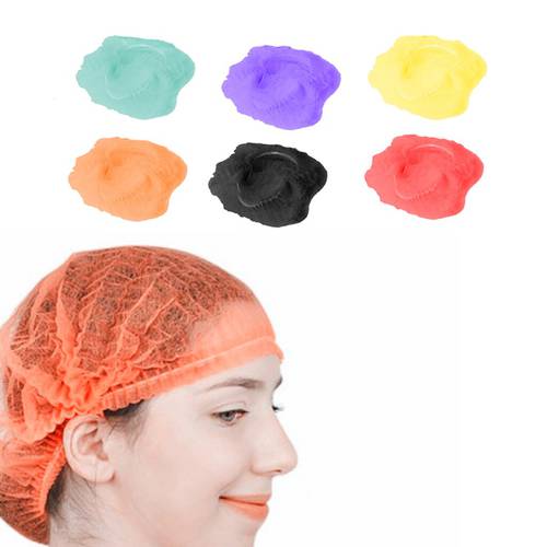 100 Pcs Disposable Hair Net Cap Non Woven Elastic Anti Dust Hats Head Cover For Eyebrow Tattooing Catering Hat Factory Workwear