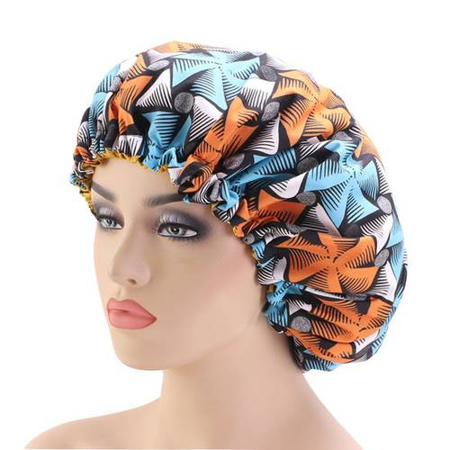 Sleep Cap African Print Fabric Ankara Hair Bonnet Satin Lined Sleep Cap Night Sleep Hat Ladies Turban Bathroom Accessories