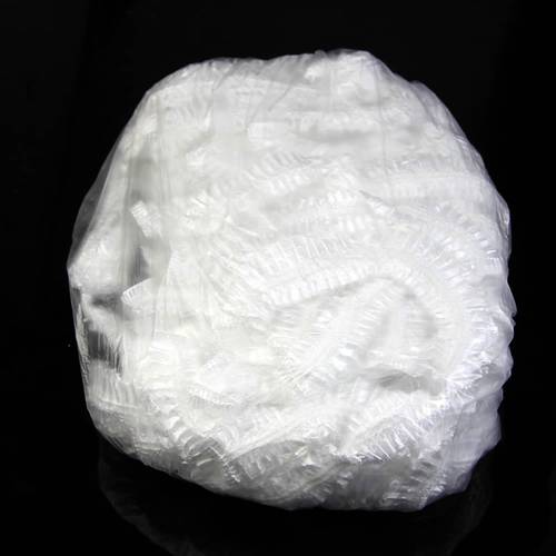 100pcs Disposable One-off Hotel Home Shower Bathing Clear Hair Elastic Cap Hats H7ED
