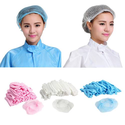 50pcs/pack Disposable Hair Caps Nets Tanning Catering Cap Pink