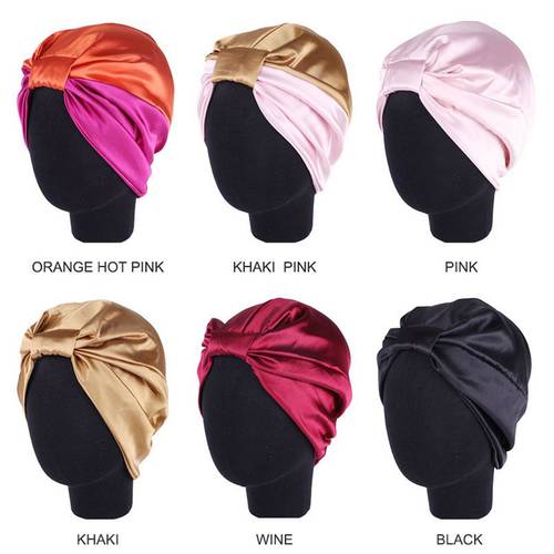 1pcs high quality Silk Salon Bonnet Women Sleep Shower Cap Bath Towel Hair Dry Quick Elastic Hair Care Bonnet Head Wrap 58cm