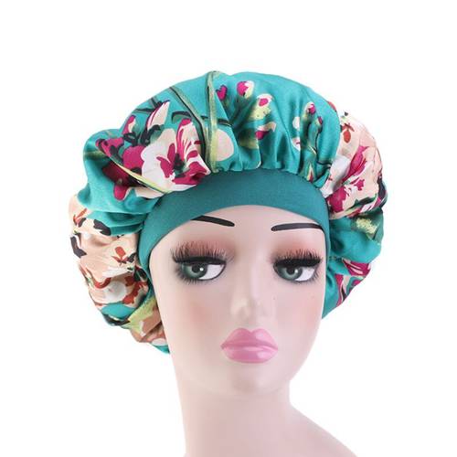 6 Colors Satin Bonnet Salon Night Hair Hat for Natural Curly Hair Double Elastic Bathing Shower Cap Head Cover Wrap Hat