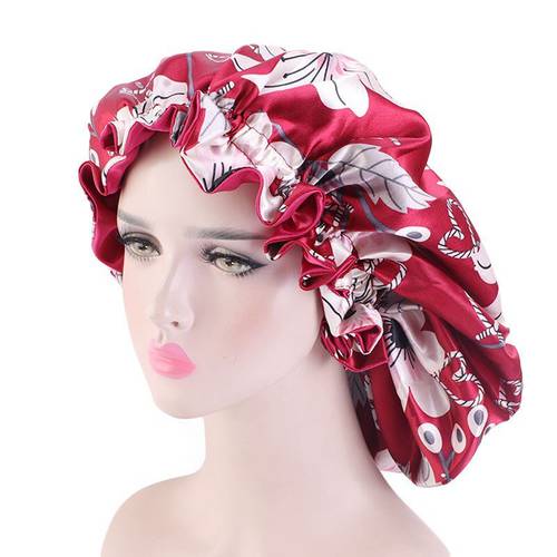 1pcs Beauty Salon Cap Satin Bannet Cap Shower Sleep Night Cap Head Cover Bonnet Hat for Curly Springy Hair