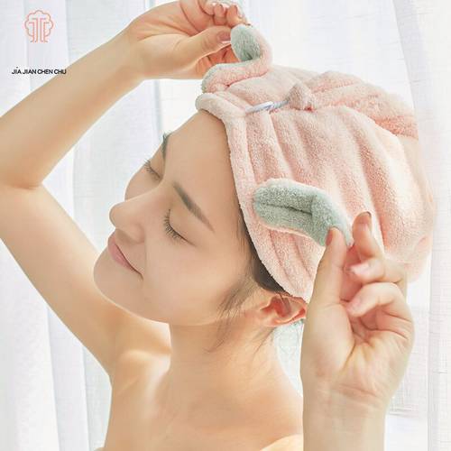 Catoon Rabbit Microfiber Hair Towel Adults Terry Towels Bathroom accessories Women Turban for Drying Hair Caps Shower Cap bonnet