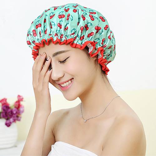 Thick 1pcs Waterproof Bath Hat Double Layer Shower Hair Cover Women Supplies Shower Caps Bathroom Accessories for Girl Universal