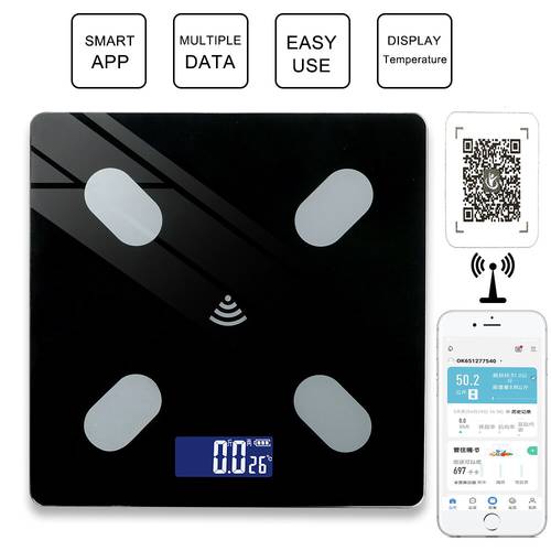 Household Weighing Scale LCD Digital Screen Intelligent bluetooth APP Android IOS USB Charging Smart BMI Fat Scale