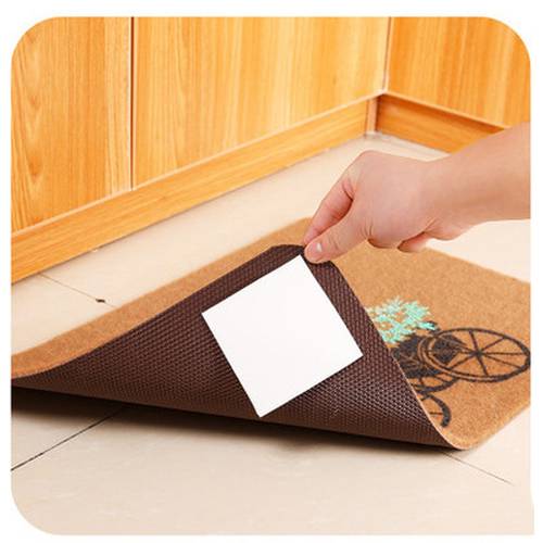 4PCS/set Carpet Pad Double-sided Adhesive Sticker Anti Slip Mat Bathroom Kitchen Supplies Bath Rug Mat Square Fixed Tape