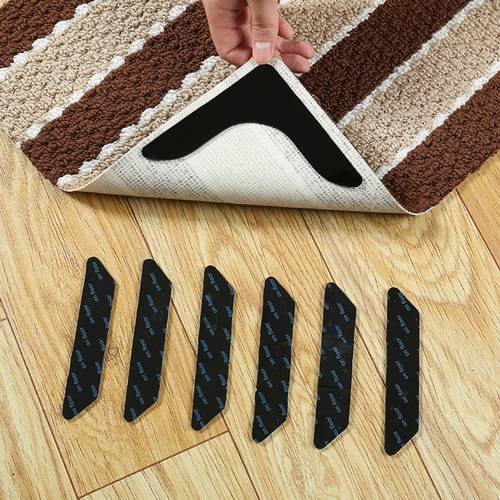 Strongwell PU Leather Home Floor Rug Mat Grippers Non Slip Sticker Reusable Washable Grip 4 and 8 Pairs Anti Slip Sticker Carpet