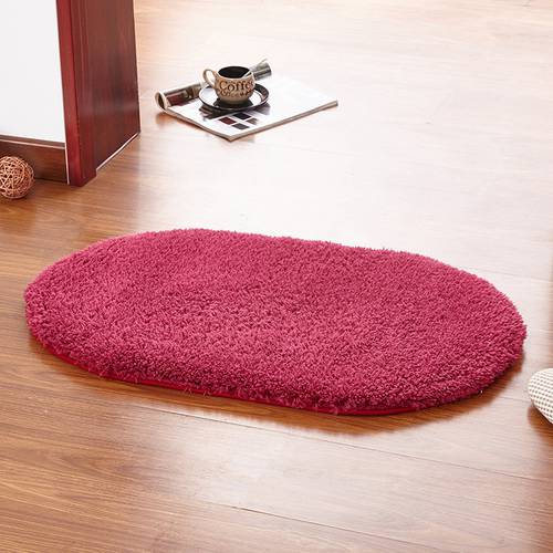 40x60cm Soft Bathroom Mats Bedroom Kitchen Carpet Plush Slip-Resistant Pad Oval Doormat Water Absorption Floor