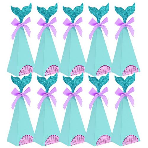 10pcs Little Mermaid Candy Box Gift Boxes Mermaid Birthday Party Decorations Kids Favor Mermaid Paper Bag for Wedding