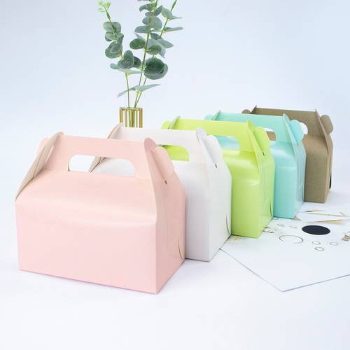 10pcs /kraft gift box cake West Point white dessert brown pink green packaging paper cup wedding party portable paper box carton
