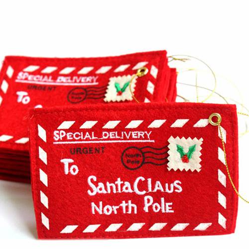 To Santa Claus North Pole Christmas Envelope Pendant Tree Accessories Christmas Small Gift Candy Bags Home Party Xmas Decor
