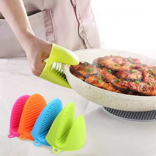 1Pc Silicone Heat Resistant Gloves Clips Insulation Non Stick Anti-slip Pot Bowel Holder Clip Cooking Baking Oven Mitts