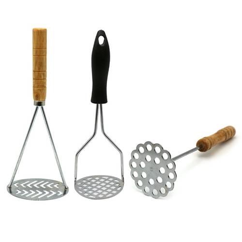 Stainless Steel Potato Masher with Broad Mashing Plate for Smooth Mashed Potatoes Fruit Vegetable Pressed Maker Puree Squeezer