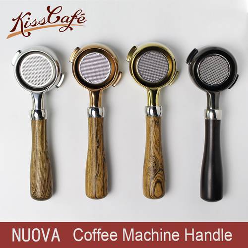 Stainless Steel Coffee Machine Bottomless Filter Holder Portafilter italian Walnut Handle For Nuova Professional Accessory