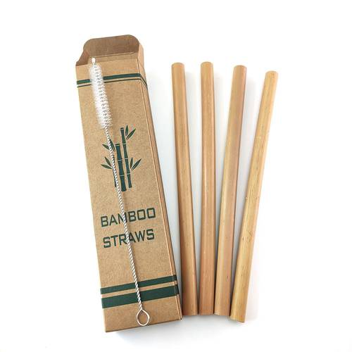 4Pcs Biodegradable Bamboo Drinking Straws Reusable Eco-Friendly Party Kitchen Straws With Clean Brush Shipping Wholesale