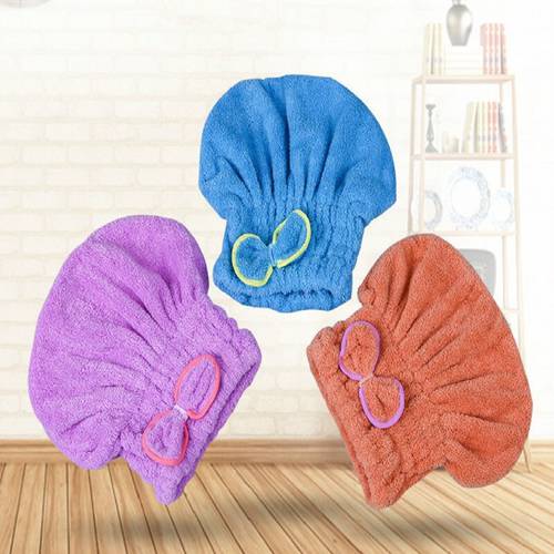 Hair Drying Cap Bowknot Towel Hair Shower Hat Quick Microfibre Wrapped Towels Bathing Cap For Woman Bath Bathroom Accessories