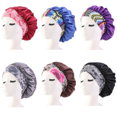Women Satin Headscarf Sleeping Bonnet Hair Wrap Hat Cap Headband Headwear Casual Shower Cap