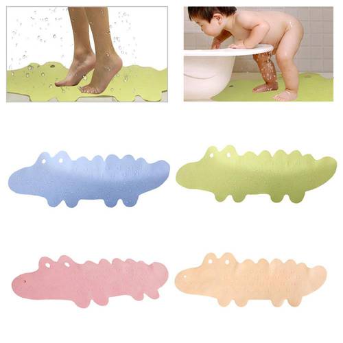 Bath Mat Environmental Long Shower Cute Cartoon Crocodile Bath Shower Mat Children Suction Cup Non-Slip Tub Pad Bathroom Product