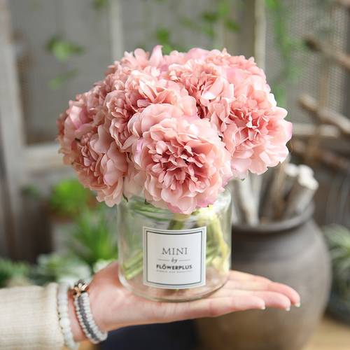 Peony Artificial Silk Flowers for Home Decoration Wedding Bouquet for Bride Lovely Fake Flower Faux Living Room Home Decor