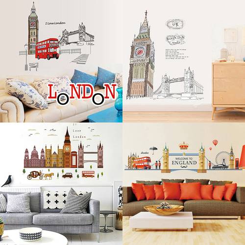 London Wall Decals City Silhouette England Building Vinyl Murals Living Room Office Wall Art Rotterdam Stickers Home Decoration