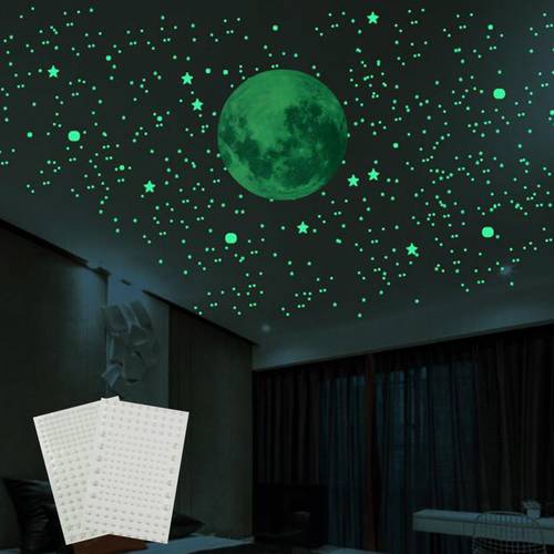 3D Bubble Luminous Stars Dots Wall Stickers Glow In The Dark Moon For Living Home Kid Room Wall Decoration Fluorescent Stickers