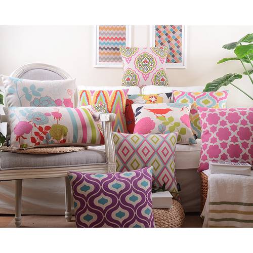 Sissi pink geometry Pillow cushion Linen lumbar pillow Cushion for office car home decorate sofa cushions