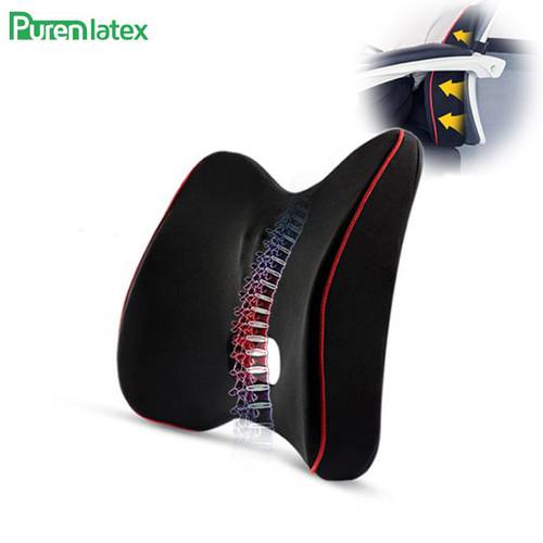PurenLatex Memory Foam Back Cushion Waist Lumbar Support Spine Coccyx Protect Orthopedic Chair Seat Office Sofa Car Mat