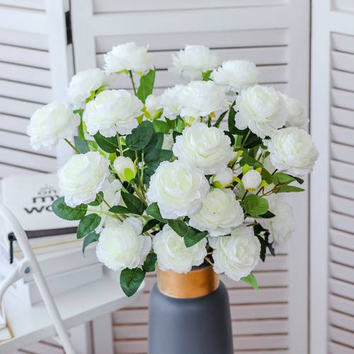 3 Heads Peony Artificial Flowers Silk Rose Fake Flowers For Wedding Decoration Diy Craft Living Room Home Table Decor