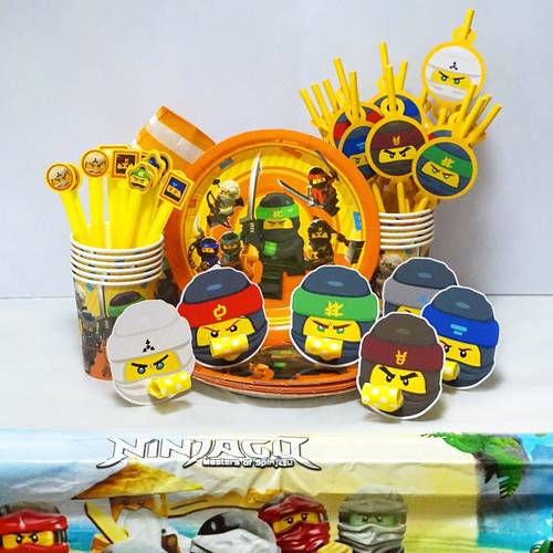 New Ninja Birthday Party Masked Ninja Party Supplies Paper Straw Paper tray Super Hero Supply Theme Favors for boy
