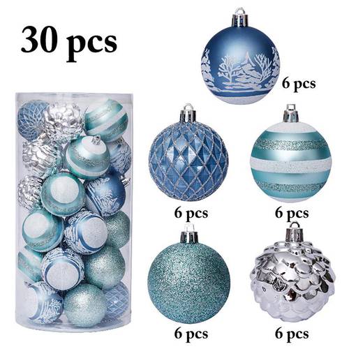 30pcs 60mm Christmas Xmas Tree Ball Home Decor Hanging Ornament 2021 Bauble Hanging Home Party Ornament Decor Navidad
