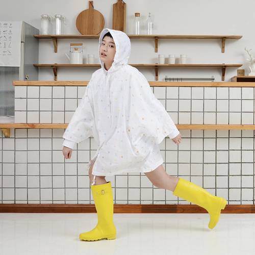 Tiohoh New Fashion Women Geometric White Blue Hoodie Rain Coat Travel Waterproof Rainwear Adult Poncho Outdoor Rain Coat