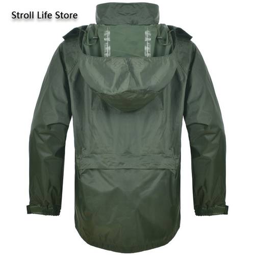 Outdoor Green Raincoat Set Men Rain Pants Handed Over Package Motorcycle Rain Coat Military Poncho Rainwear impermeable gift