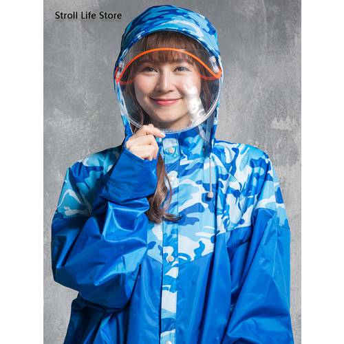 Camouflage Long Raincoat Women Lengthened Foot-Covered Rain Coat Men Motorcycle Rain Poncho Electric Car Rain Gear Impermeable