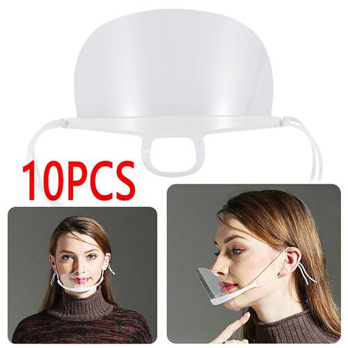 10pcs Mouth Nose Visor Antifog Shield Mask for Face Transparent Mouth Guard for Restaurant Food Supply face protectors