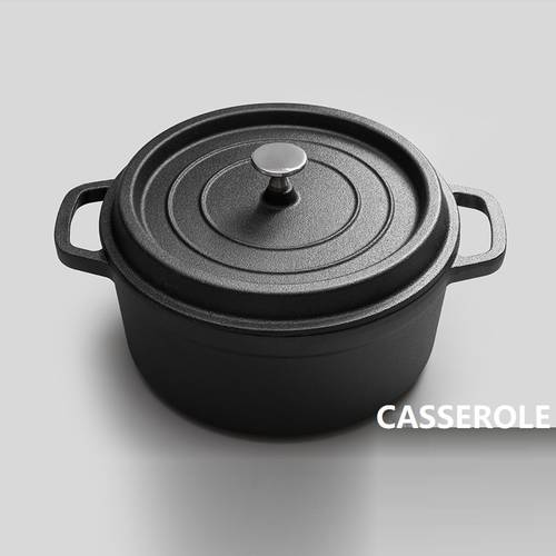 4L Casserole Cast Iron Cooker Soup Pot Uncoated Non-stick Pan thick Iron Cooker Pot Cooking Crock Pot