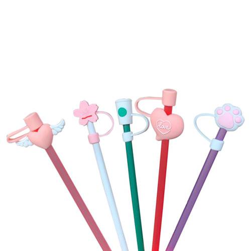 5PCS Silicone Straw Tips Cover Reusable Airtight Splash Proof Drinking Straw Tips Lids for 6-8mm Straws