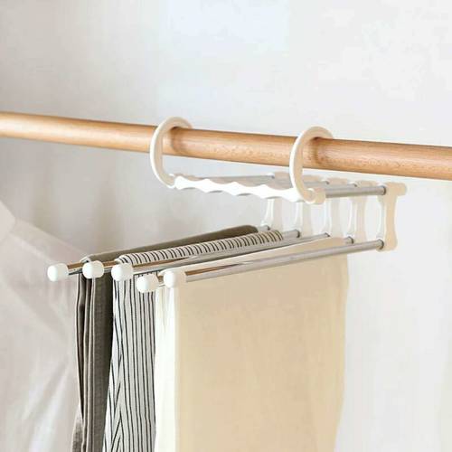 Multifunctional Folding Hanger Pants Towel Rack Multi-layer Storage Rack Fabric Shelf Drying Rack Closet Household Storage Rack